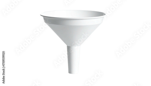 White funnel with a wide opening, against a dark background