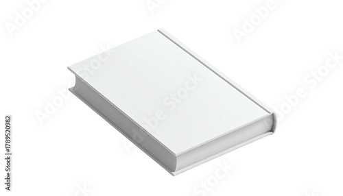 Plain white book lying flat, isolated against a black background