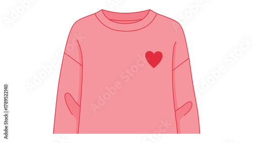 Cozy Comfort: A soft pink sweater, adorned with a single red heart, embodies comfort and affection in a simple, yet stylish design.