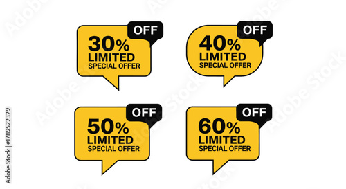 Sale discount offer promotion limited time special percentage off vector