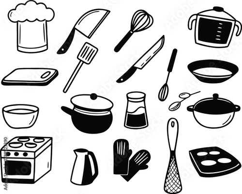 30 restaurant kitchen icons bundle scalable vector graphics chef hat illustrations eps