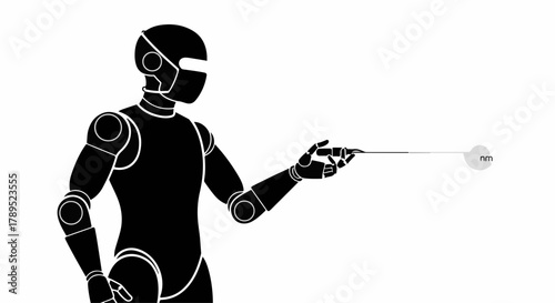 Futuristic robot extending a glowing sphere, symbolizing AI and innovation