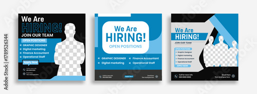 Job opportunity social media post template we are hiring join team	

