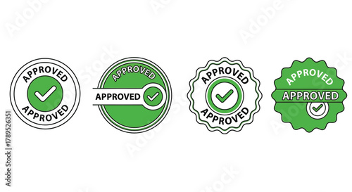 Approved stamp vector design element collection green check mark icon vector