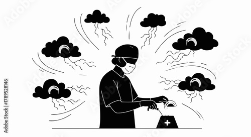 Healthcare professional facing challenges and storms with determination