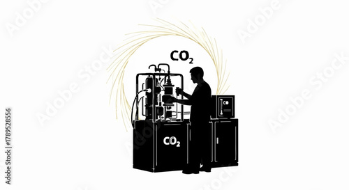 Scientist working with carbon dioxide capture equipment in a laboratory