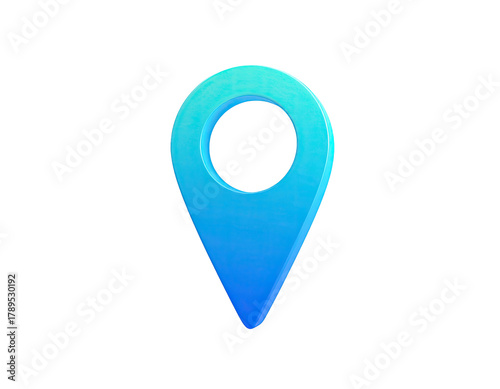 Blue map pin with gradients on a black background