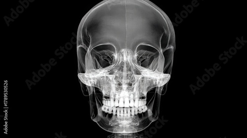 High-Resolution X-Ray Style Image of Human Skull Face and Jaw