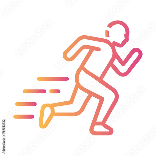 a flat gradient outline icon of a fast running athlete for web and graphic design.