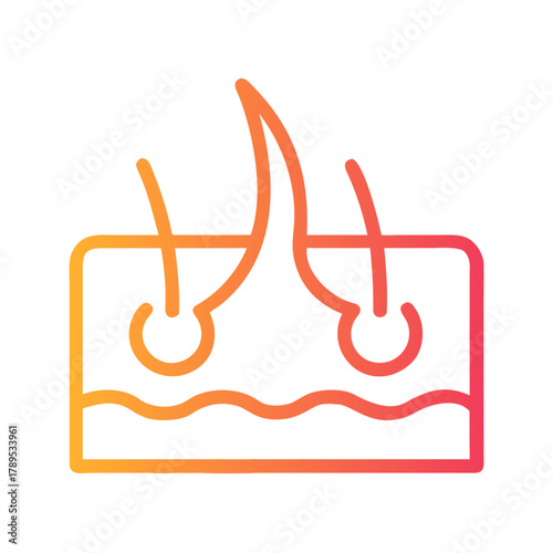 a flat gradient outline icon of a hair follicle for web and graphic design.