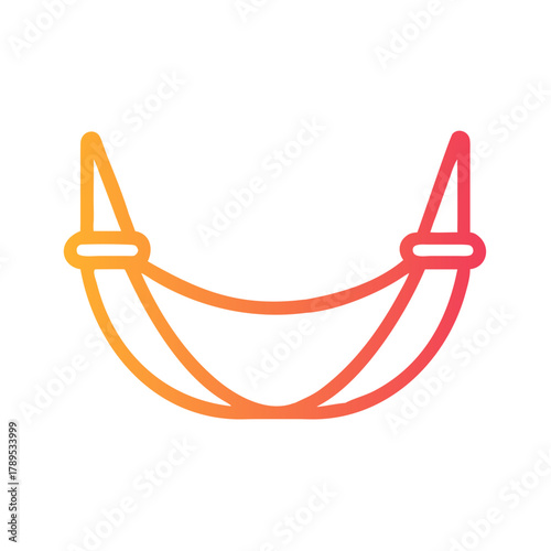 a flat gradient outline icon of a hammock for web and graphic design.