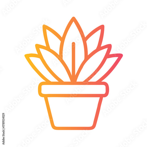 a flat gradient outline icon of a houseplant for web and graphic design.