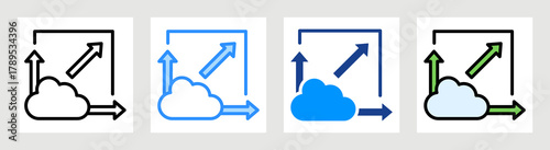 Cloud Scalability Icon Collection Set Multiple Style