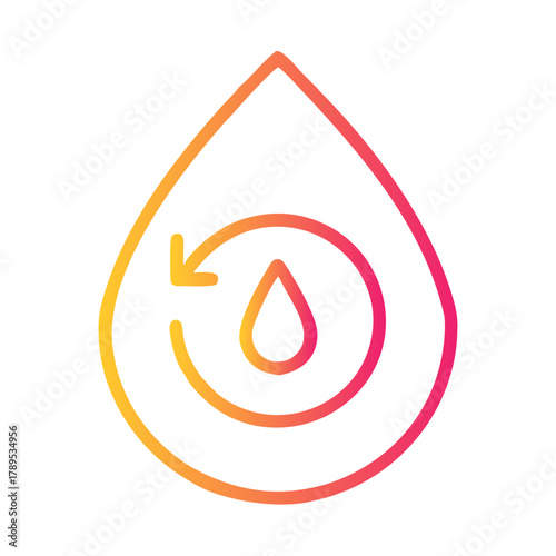 a flat gradient outline icon of a purifying drop for web and graphic design.