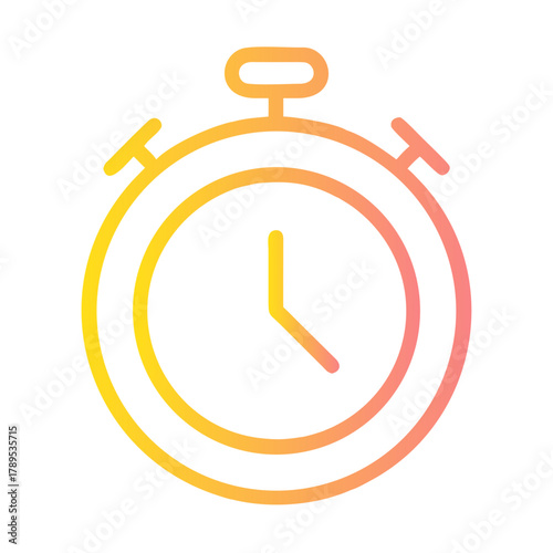 a flat gradient outline icon of a timer in motion for web and graphic design.