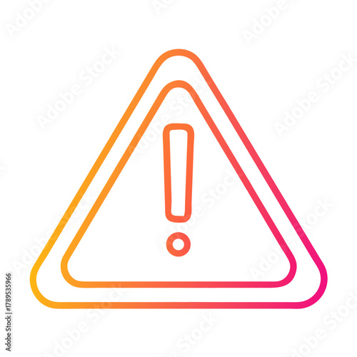 a flat gradient outline icon of a warning sign for web and graphic design.