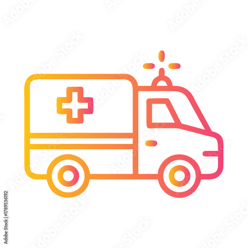 a flat gradient outline icon of an ambulance for web and graphic design.