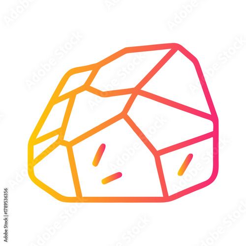 a flat gradient outline icon of an ore rock for web and graphic design.