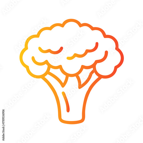 a flat gradient outline icon of broccoli for web and graphic design.