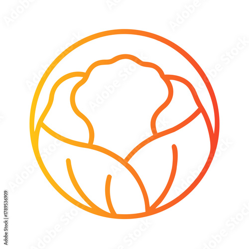 a flat gradient outline icon of brussels sprout for web and graphic design.