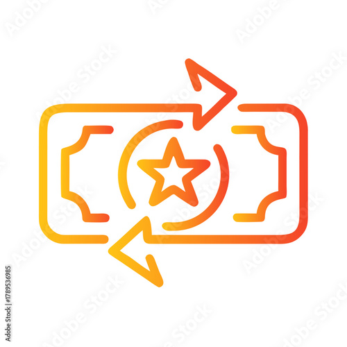 a flat gradient outline icon of cashback transaction for web and graphic design.