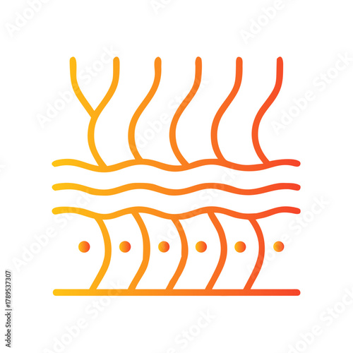 a flat gradient outline icon of collagen structure for web and graphic design.