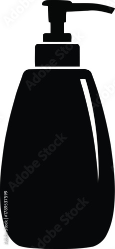 Pump bottle dispenser for soap or lotion, promoting hygiene and personal care.