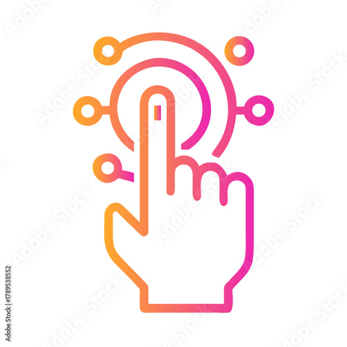 a flat gradient outline icon of hand touch technology for web and graphic design.
