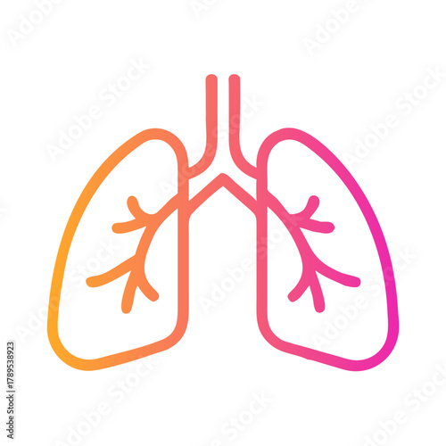 a flat gradient outline icon of lungs for web and graphic design.