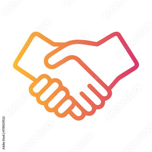 a flat gradient outline icon of responsible handshake for web and graphic design.