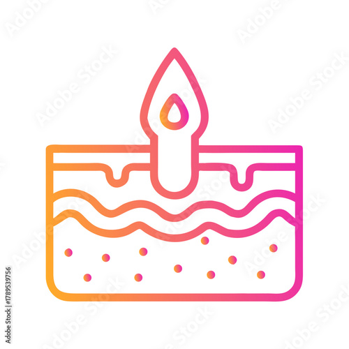 a flat gradient outline icon of skin pores and serum for web and graphic design.