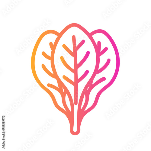 a flat gradient outline icon of spinach for web and graphic design.