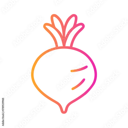 a flat gradient outline icon of turnip for web and graphic design.