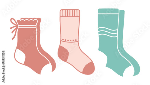Colorful socks displayed: A set of stylish, colorful socks showcase unique patterns and designs. This image highlights comfort and design.