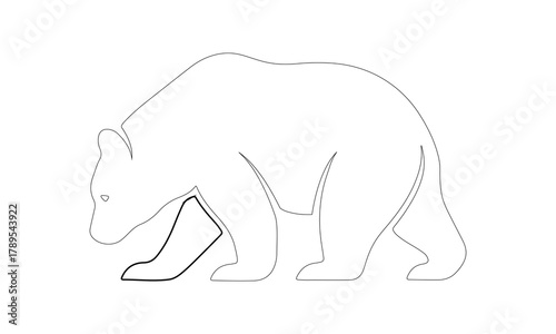 California  Bear Silhouette Vector Icon line icon design. Minimal Black Animal Design. Bear silhouette vector.