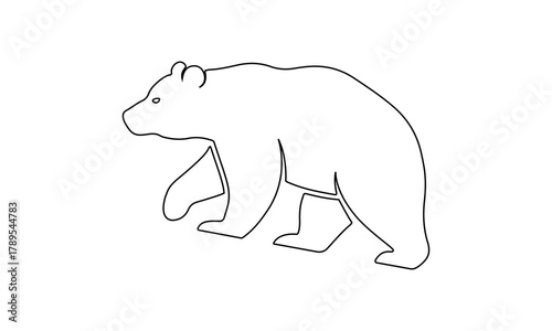 California Brown Bear Silhouette Vector flat design with brushes line icon. Minimal Black Animal Design. Bear silhouette.