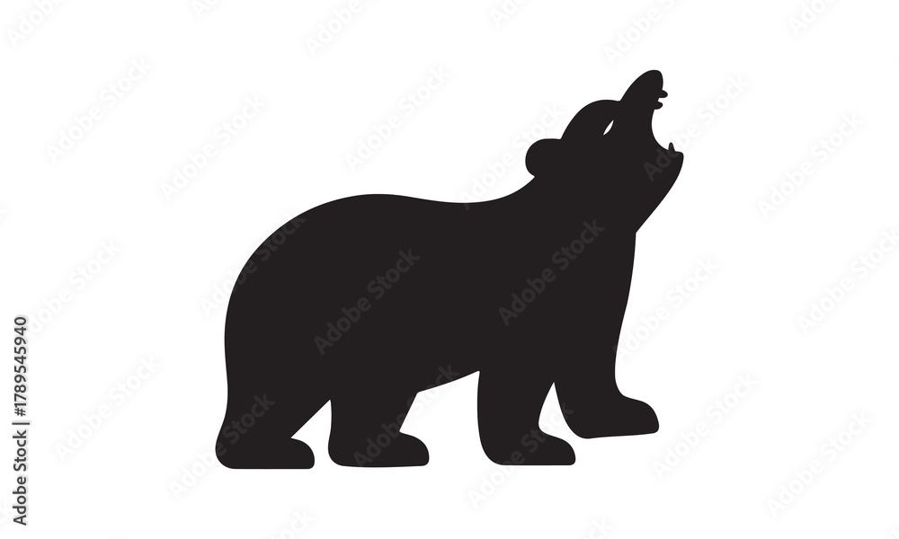 Fototapeta premium California Brown Bear Silhouette Vector flat design. Minimal Black Animal Design. Bear silhouette.