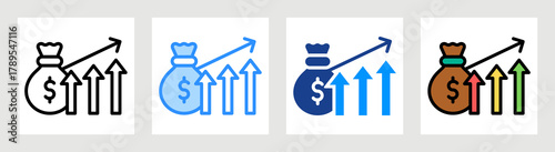 Net Income Icon Collection Set Multiple Style