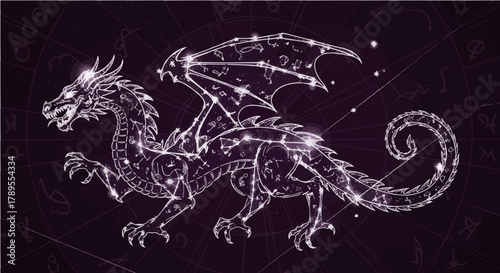 Dragon Constellation Zodiac Sign in Night Sky