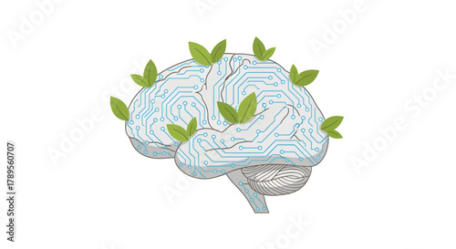 Boost Innovation with This Eye-Catching Brain Circuit Board Design, Perfect for Tech Startups and Creative Marketing Campaigns, Emphasizing Growth and Connectivity