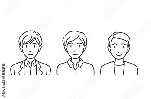 モノクロのオフィスカジュアル男性（上半身）