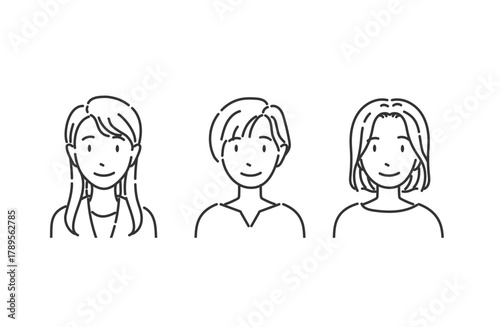 モノクロのオフィスカジュアル女性（上半身）