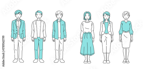 オフィスカジュアル 立ちポーズの全身人物