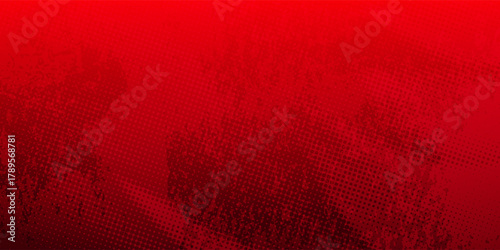 Intense Red Grunge Halftone Texture Background. Futuristic Technology Concept