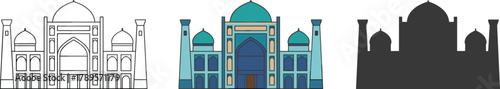 Traditional Islamic or Middle Eastern City Building Icon Set - Madrasah/Mosque