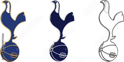 Stylized Rooster Bird Standing on Ball Vector Icon Set