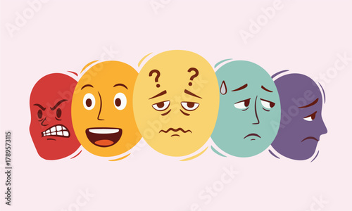 Various Emotions, Mood Swings, Mood Fluctuations, vector illustration