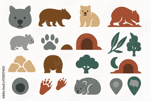 Wombat-Themed Icons and Symbols for Wildlife Appreciation and Conservation