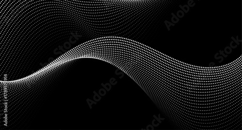 Futuristic abstract minimal background with grey dotted curved wavy lines. Technology vector design