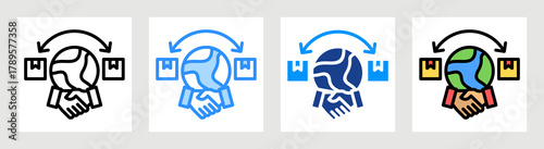 Cross Border Trade Icon Collection Set Multiple Style